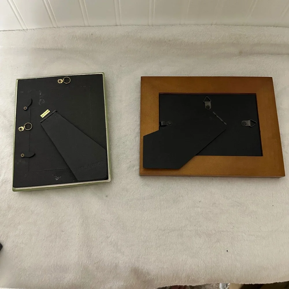 Melannco Ceramic Floral & Wood‎ Family Picture Frame Set Green Brown Excellent